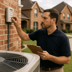 Katy TX new construction inspectors testing HVAC